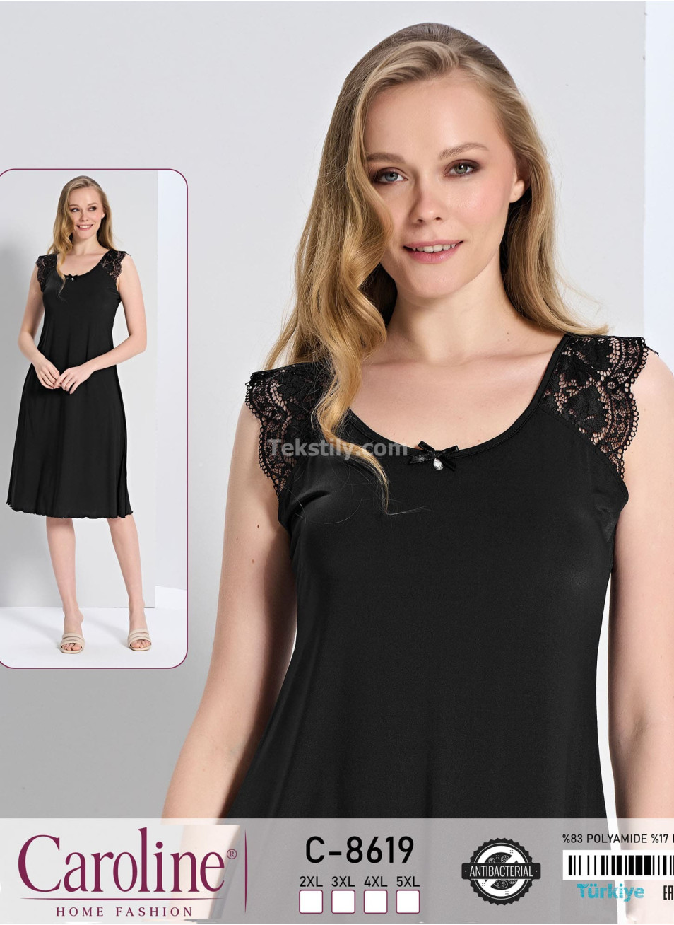 Ночная Женская Сорочка Caroline (2XL+3XL+4XL+5XL)