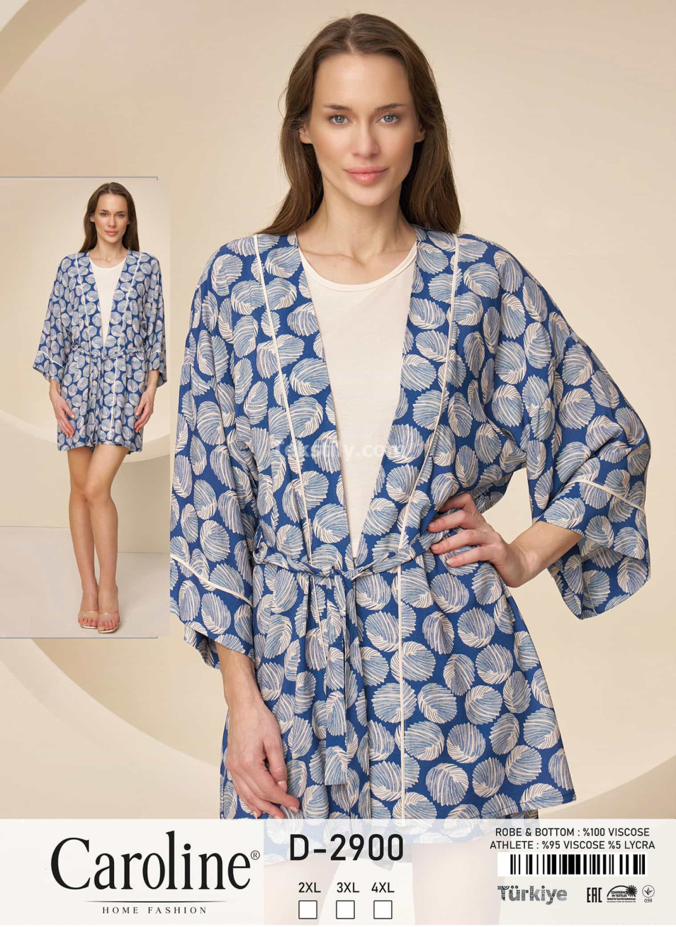 Женский Комплект с Халатом 3-KA Caroline (2XL+3XL+4XL)