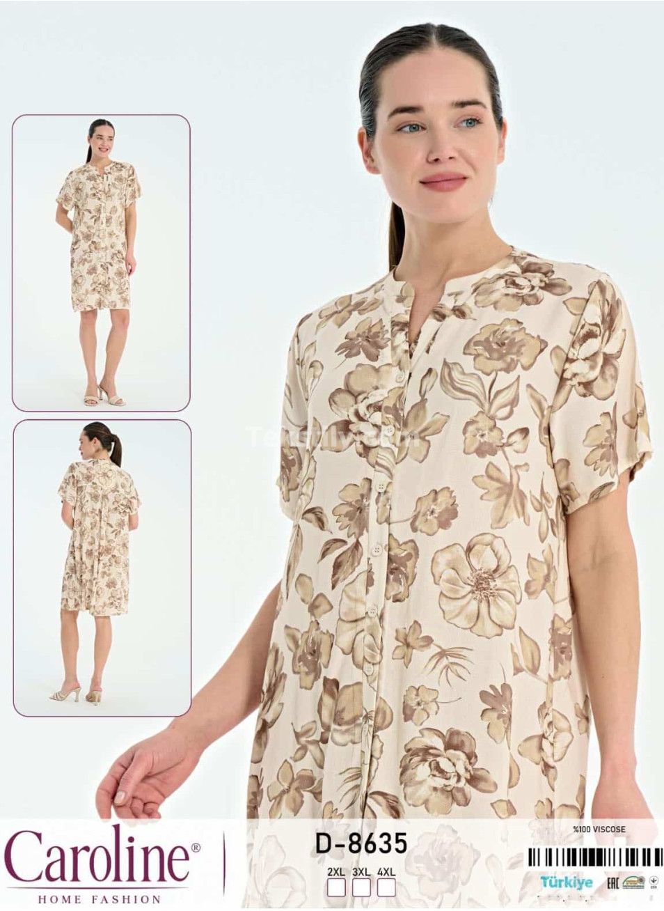 Женский домашний халат Caroline (2XL+3XL+4XL)