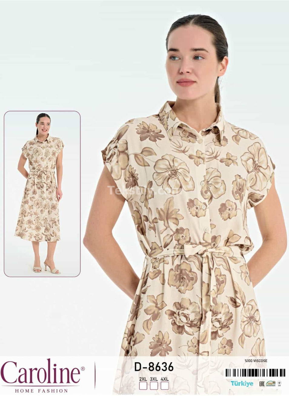 Женское домашнее платье Caroline (2XL+3XL+4XL)