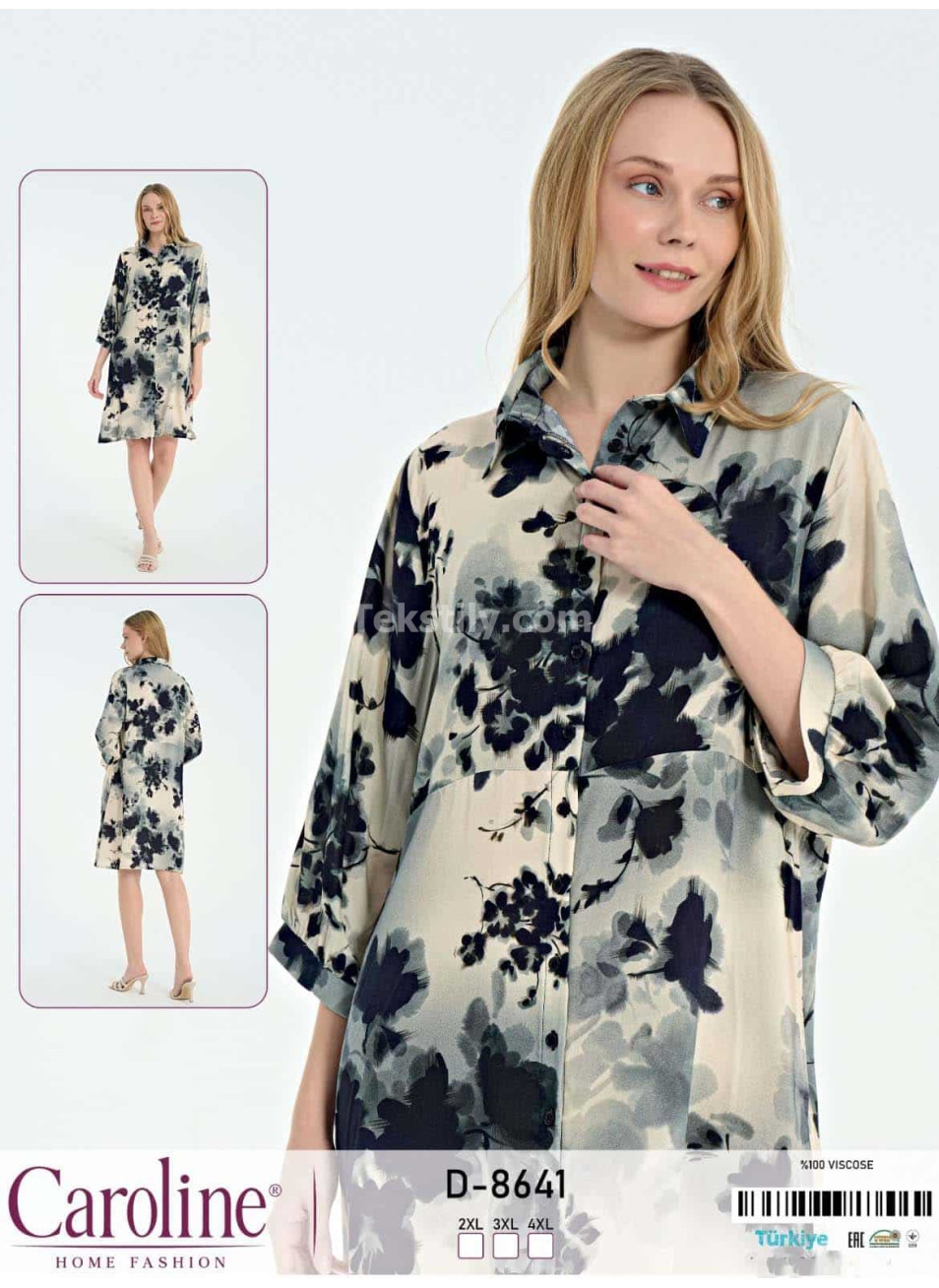 Женское домашнее платье Caroline (2XL+3XL+4XL)
