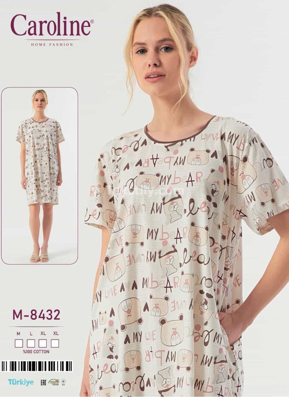 Женская Ночная Сорочка Caroline (M+L+XL+XL)