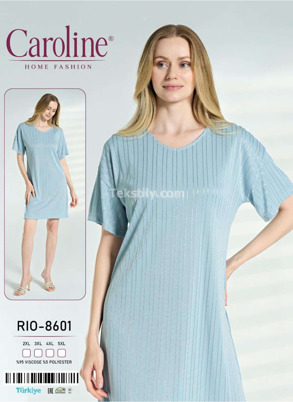 Ночная Женская Сорочка Caroline (2XL+3XL+4XL+5XL)