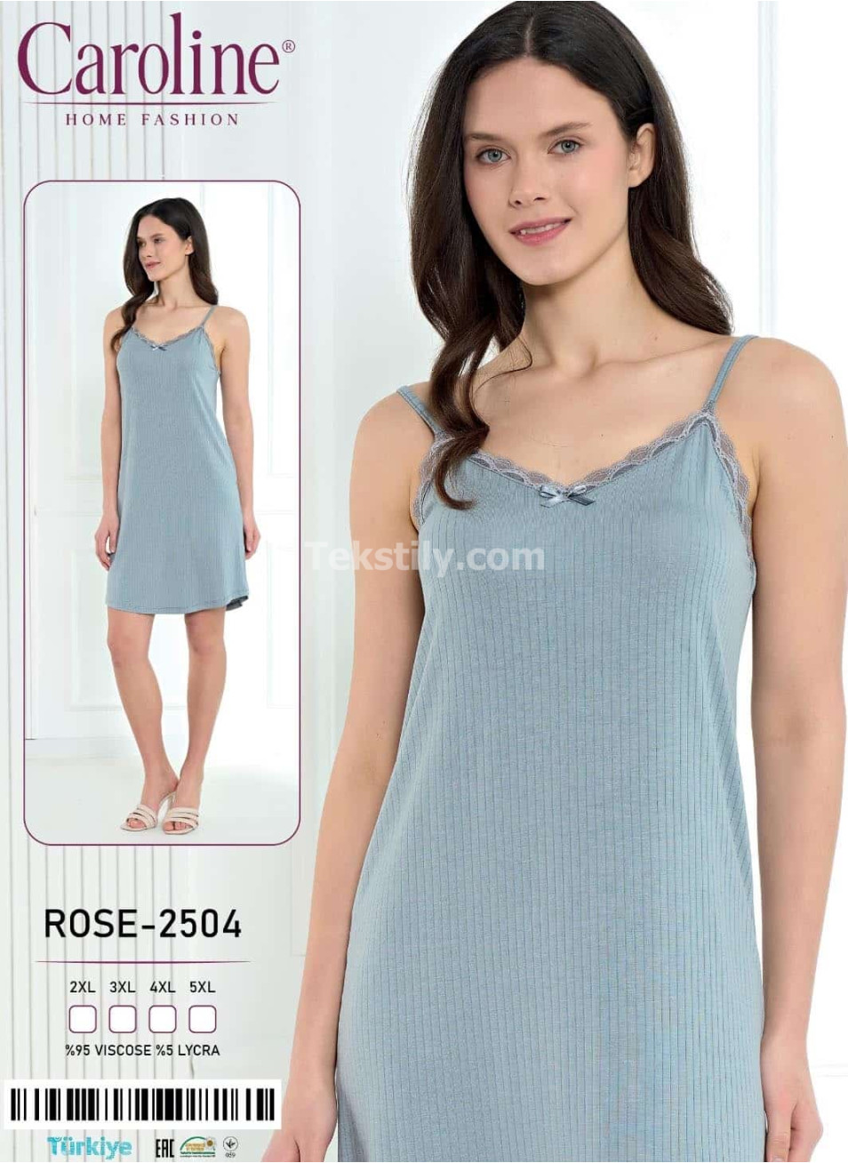 Ночная Женская Сорочка Caroline (2XL+3XL+4XL+5XL)