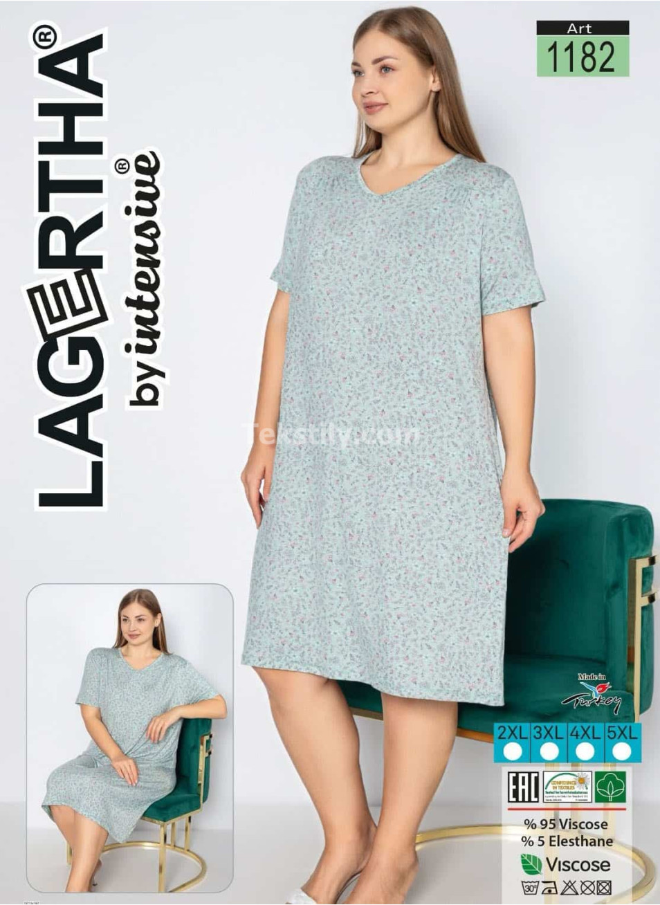 Ночная Сорочка INTENSIVE-LAGERTHA (2XL+3XL+4XL+5XL)