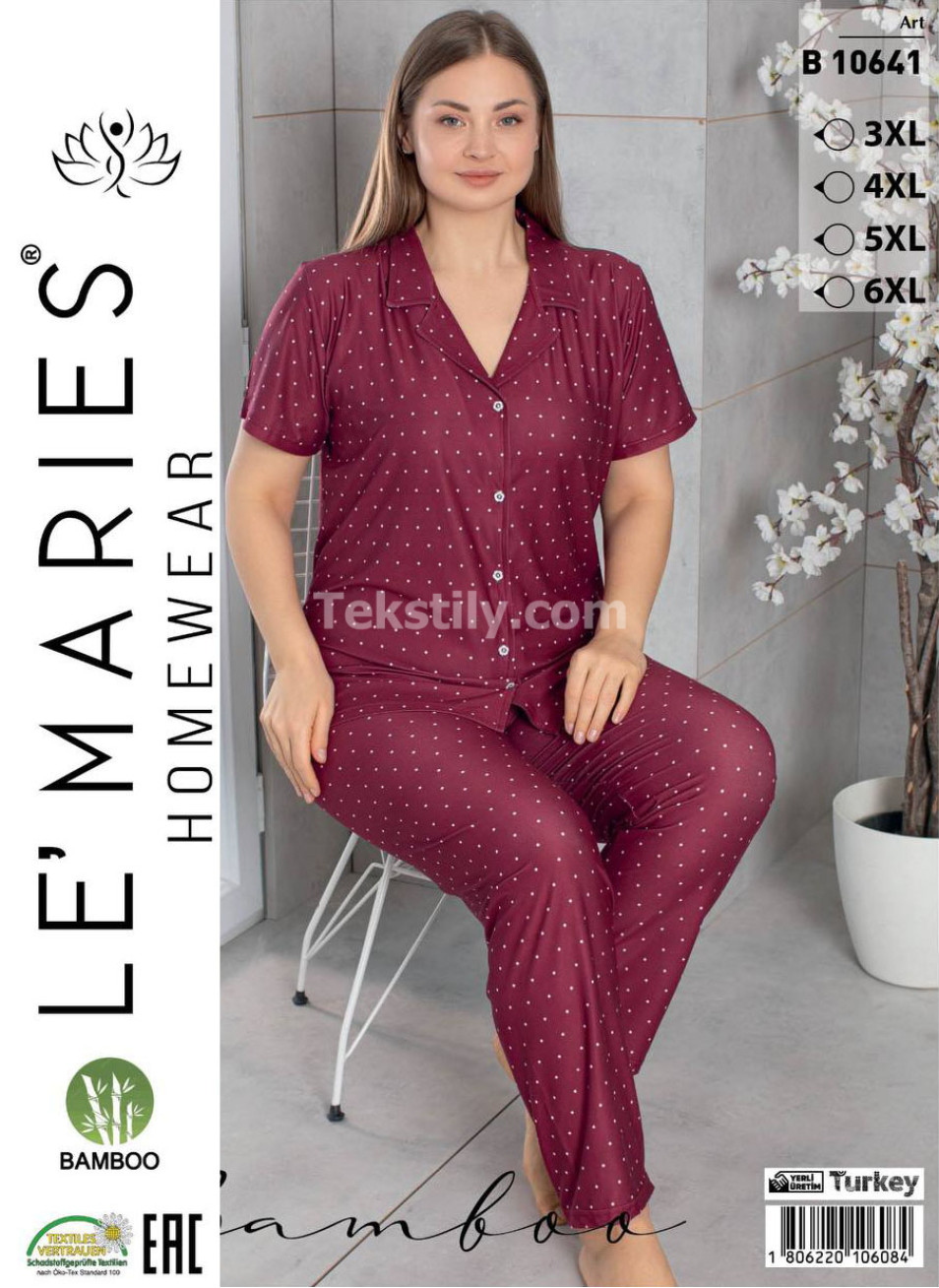 Женский Бамбуковый Домашний Костюм LE'MARIES (3XL+4XL+5XL+6XL)