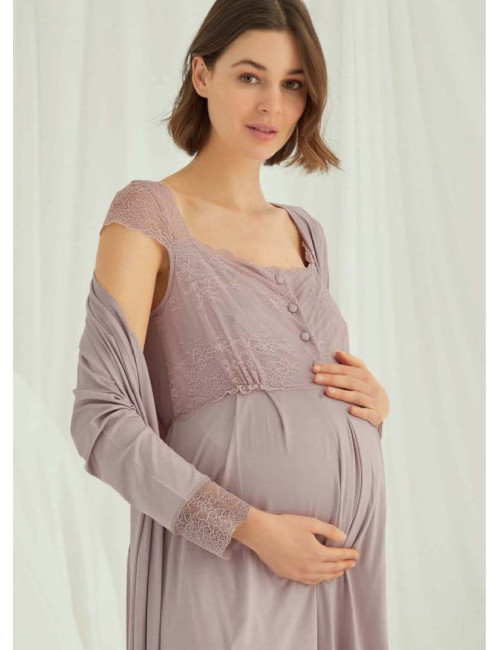 Сорочка с халатом для беременных (S+M+L+XL) MONAMISE