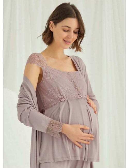 Пижама с халатом для беременных 3-КА (S+M+L+XL) MONAMISE