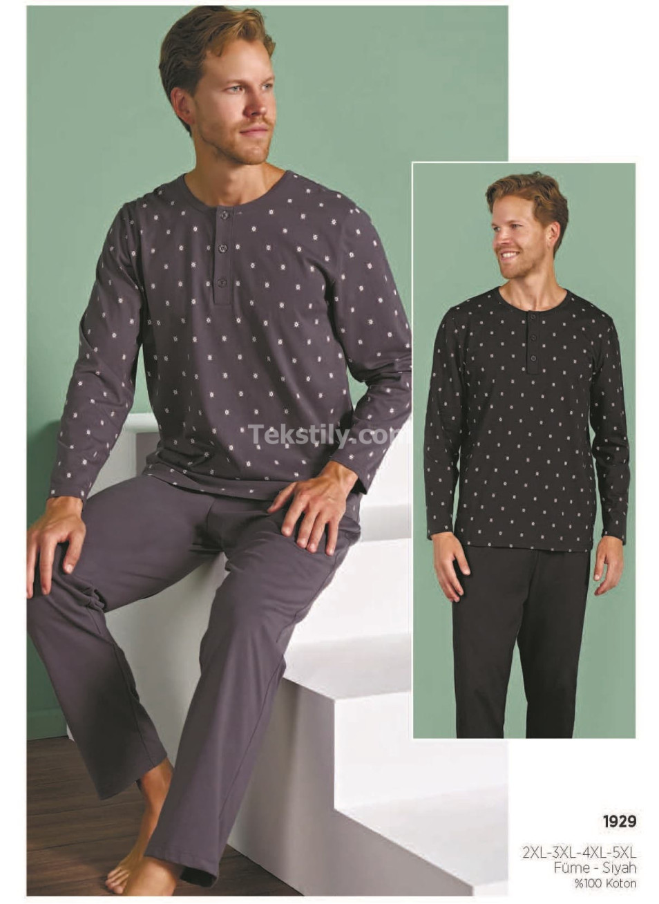Мужская пижама PİJADORE 2025/26 (2XL+3XL+4XL+5XL)