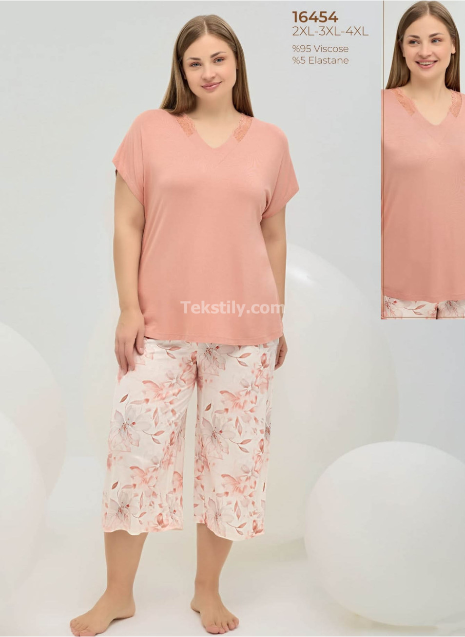 Женская пижама комплект с капри Sevim 2025 (2XL+3XL+4XL)