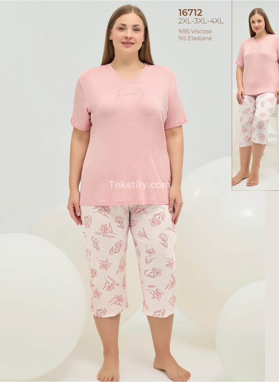 Женская пижама комплект с капри Sevim 2025 (2XL+3XL+4XL)