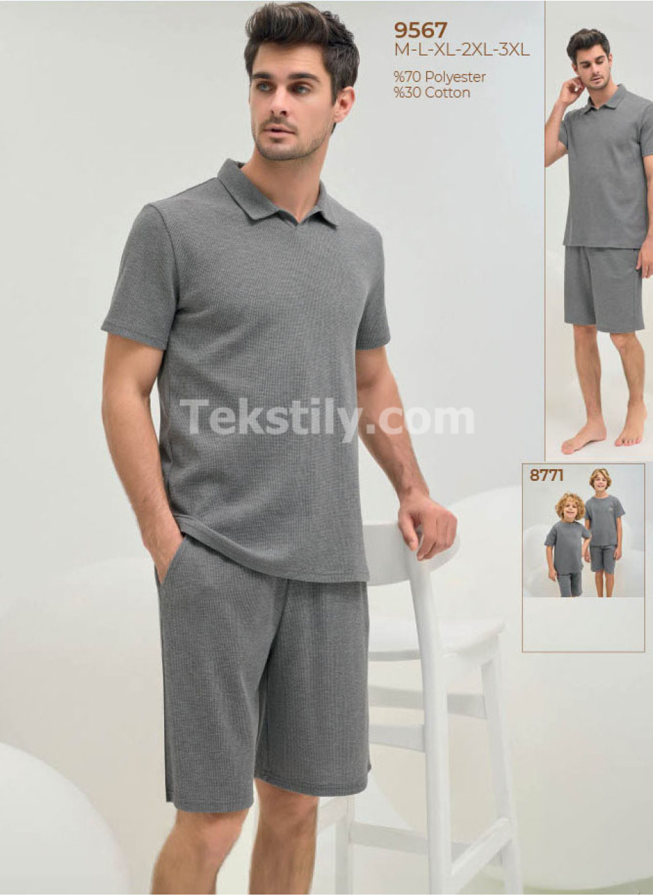 Мужской Комплект с Шортами Sevim 2025 (M+L+XL+2XL+3XL)