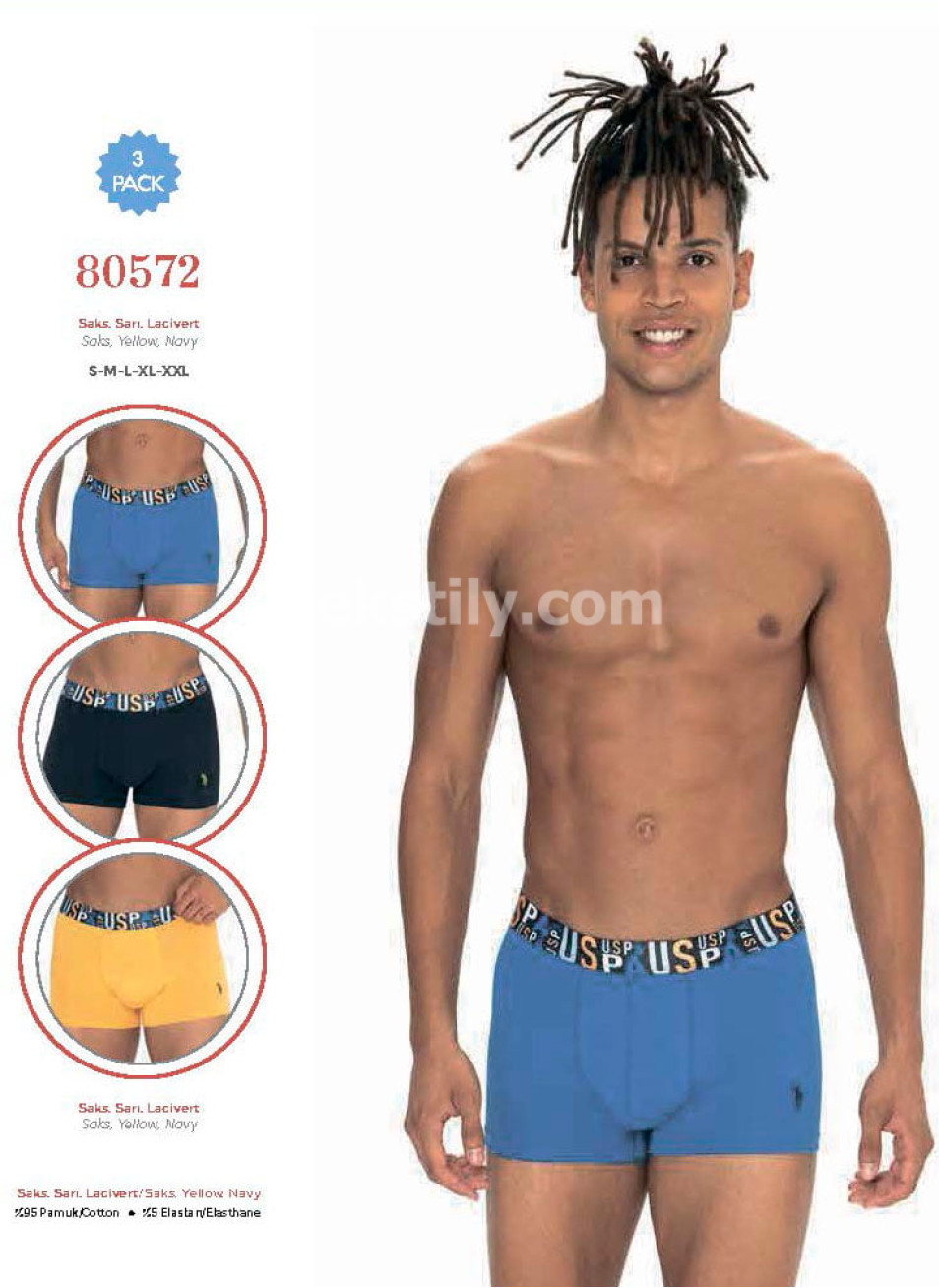 Мужские Трусы Boxer 3 шт./ уп. (S,M,L,XL,2XL) U.S.POLO ASSN.