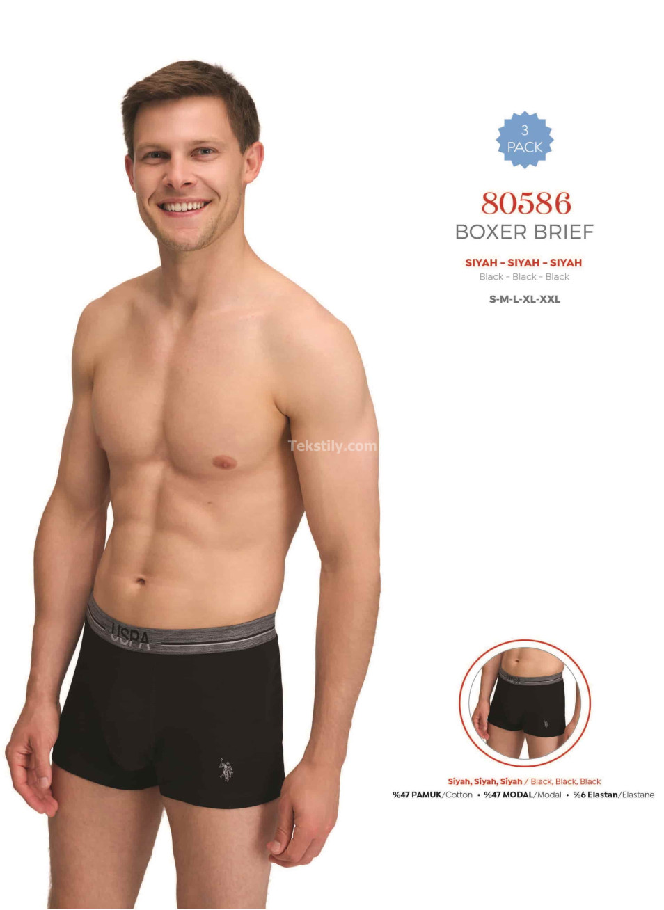Мужские Трусы Boxer 3 шт./ уп. (S,M,L,XL,2XL) U.S.POLO ASSN.