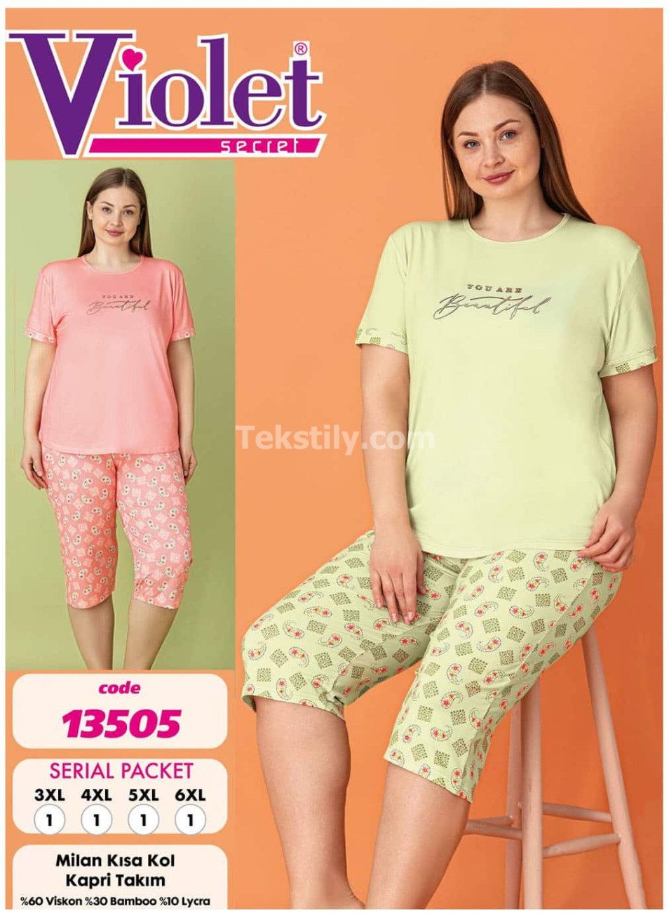 Женский комплект с капри VIOLET (3XL+4XL+5XL+6XL)