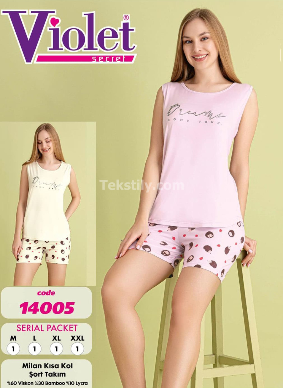 Женский комплект с шортами VIOLET (M+L+XL+2XL)