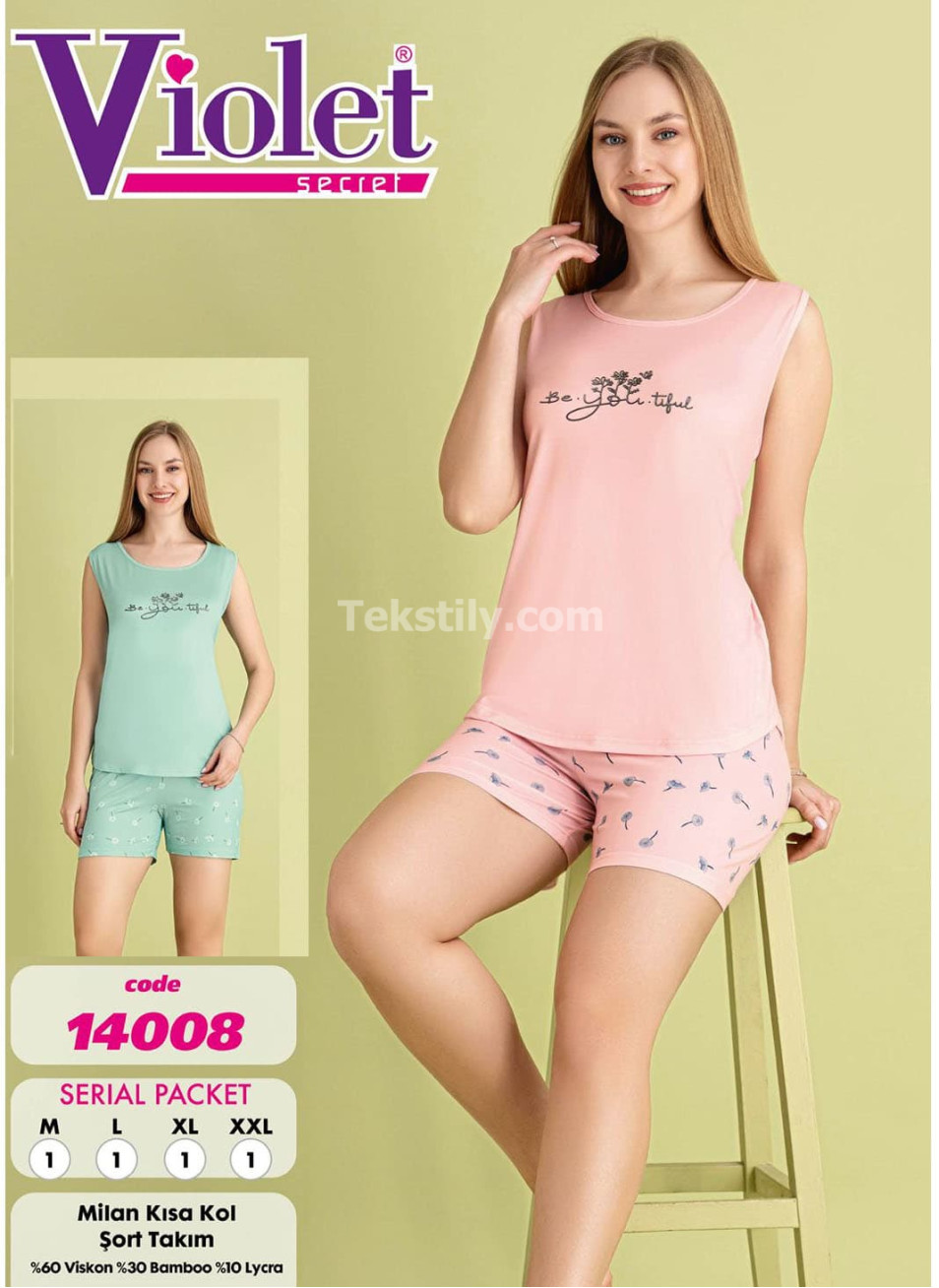 Женский комплект с шортами VIOLET (M+L+XL+2XL)