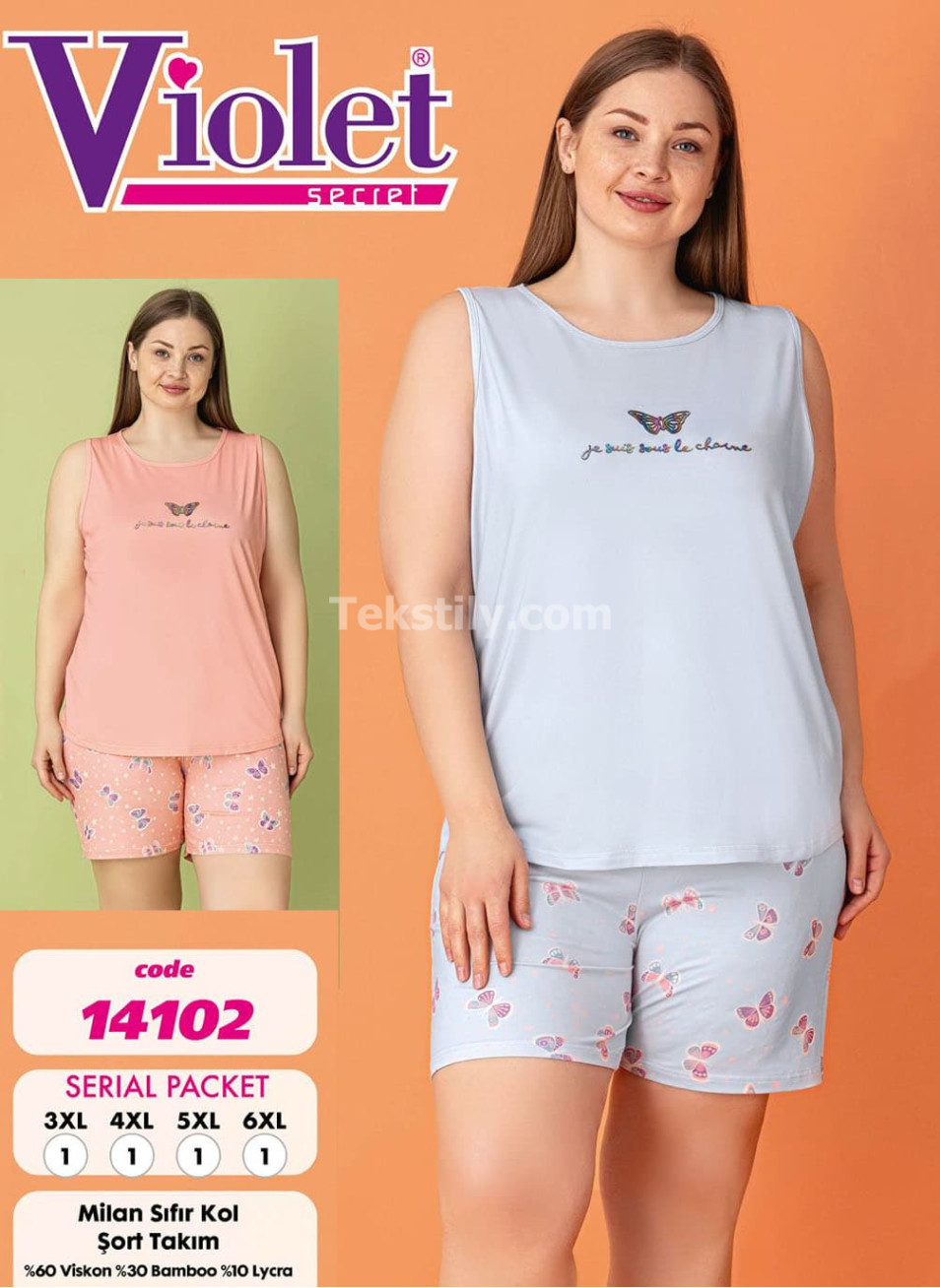 Женский комплект с шортами VIOLET (3XL+4XL+5XL+6XL)